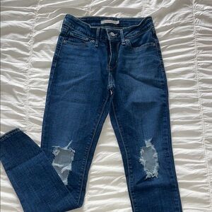 Levi's Blue Skinny Distressed Jeans